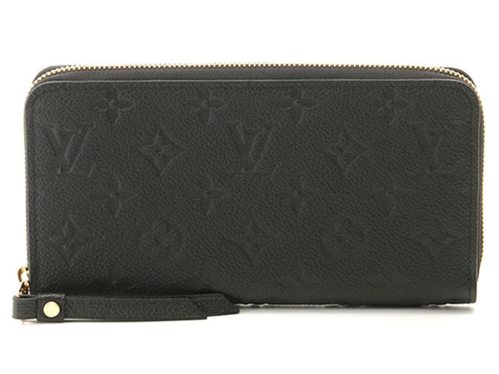 LOUIS VUITTON Zippy Wallet Monogram Empreinte Noir Black Long Black